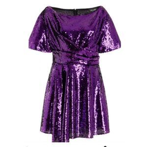 Del Core - Exclusive Sequin Mini Dress in Purple NWT Size Fr 42 or US 10